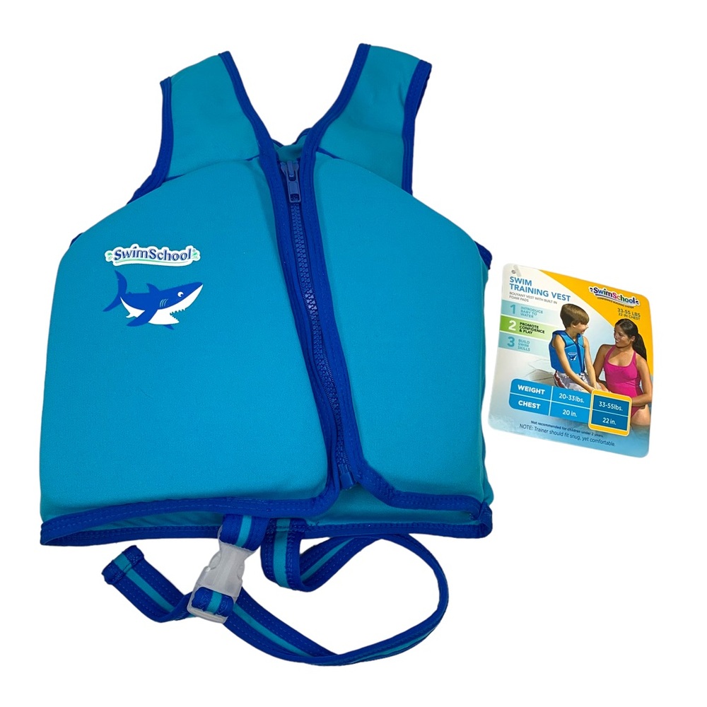 Swim Training Vest Life Jacket SwimSchool Blue Size 33-55 Lbs 22 “ NWT